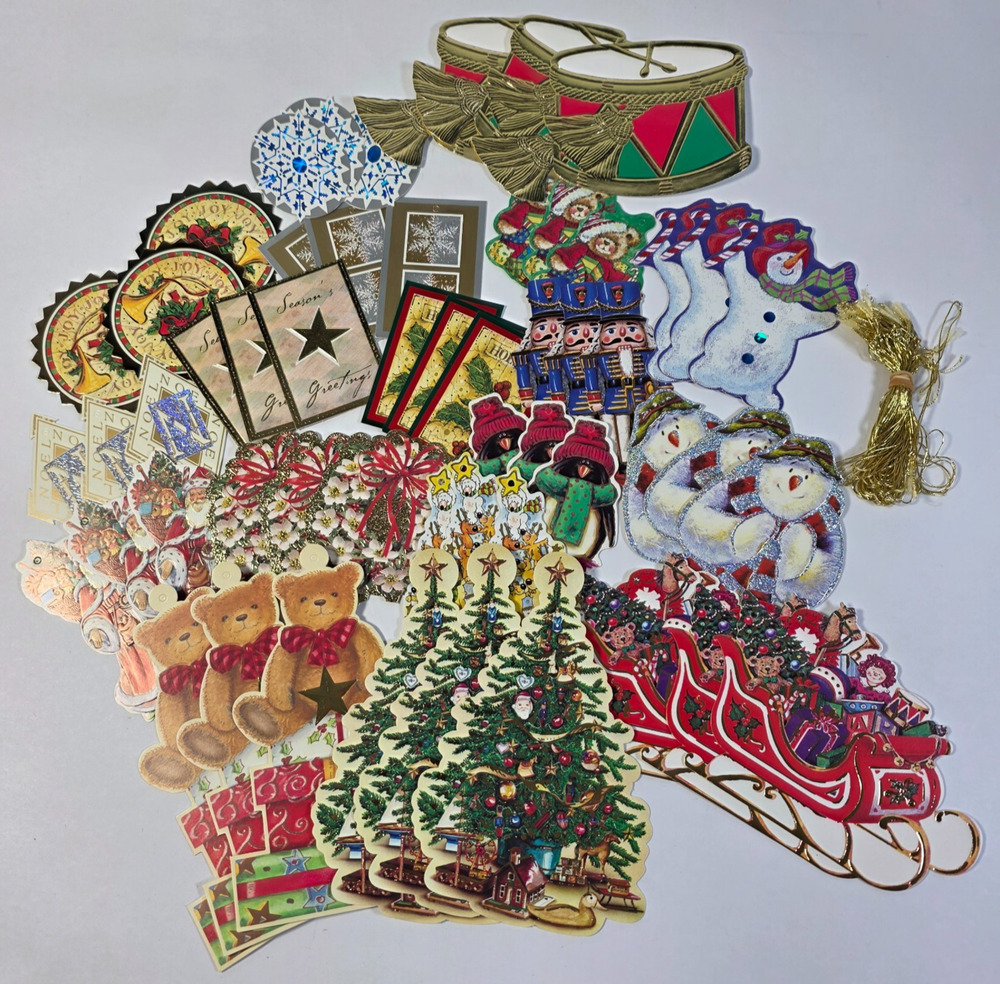 Vintage Christmas Gift Tags Large Lot Die Cut Paper Holiday Ephemera Unused NOS